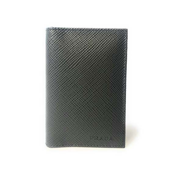 Prada Mens Saffiano Leather Vertical Card Black - Picture 1 of 8